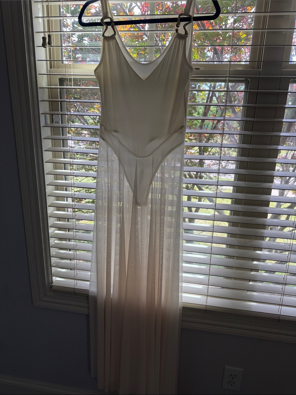 Sheer Maxi Slip Dress in Ivory - Women